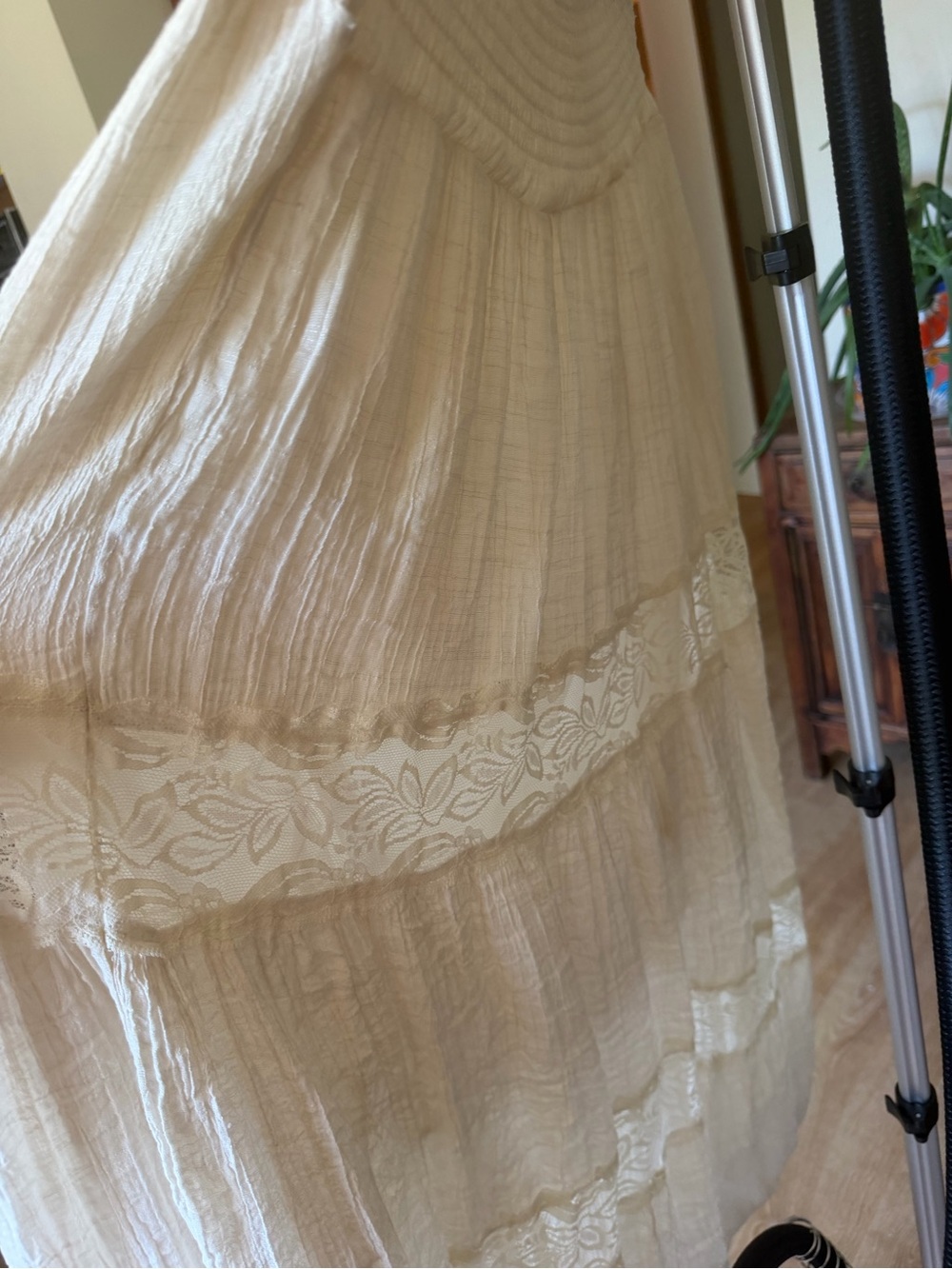 Like new Women's White Boho Tiered Maxi Skirt - Picture 3 of 5